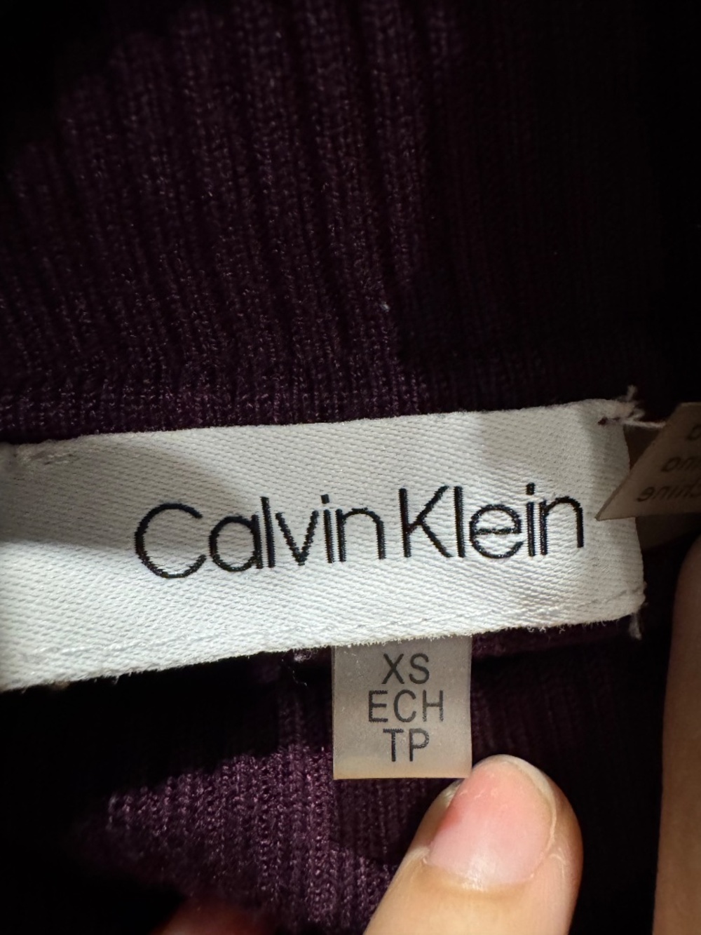 Calvin Klein Plum Eggplant Purple Turtleneck Knit Sweater XS - Picture 3 of 3